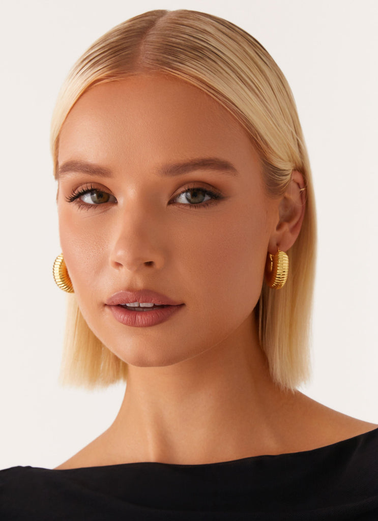 Talk To Me Hoop Earrings - Gold