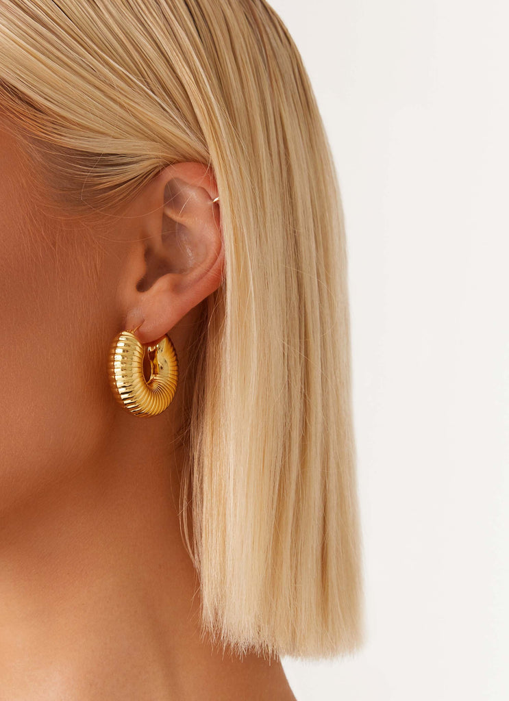 Talk To Me Hoop Earrings - Gold