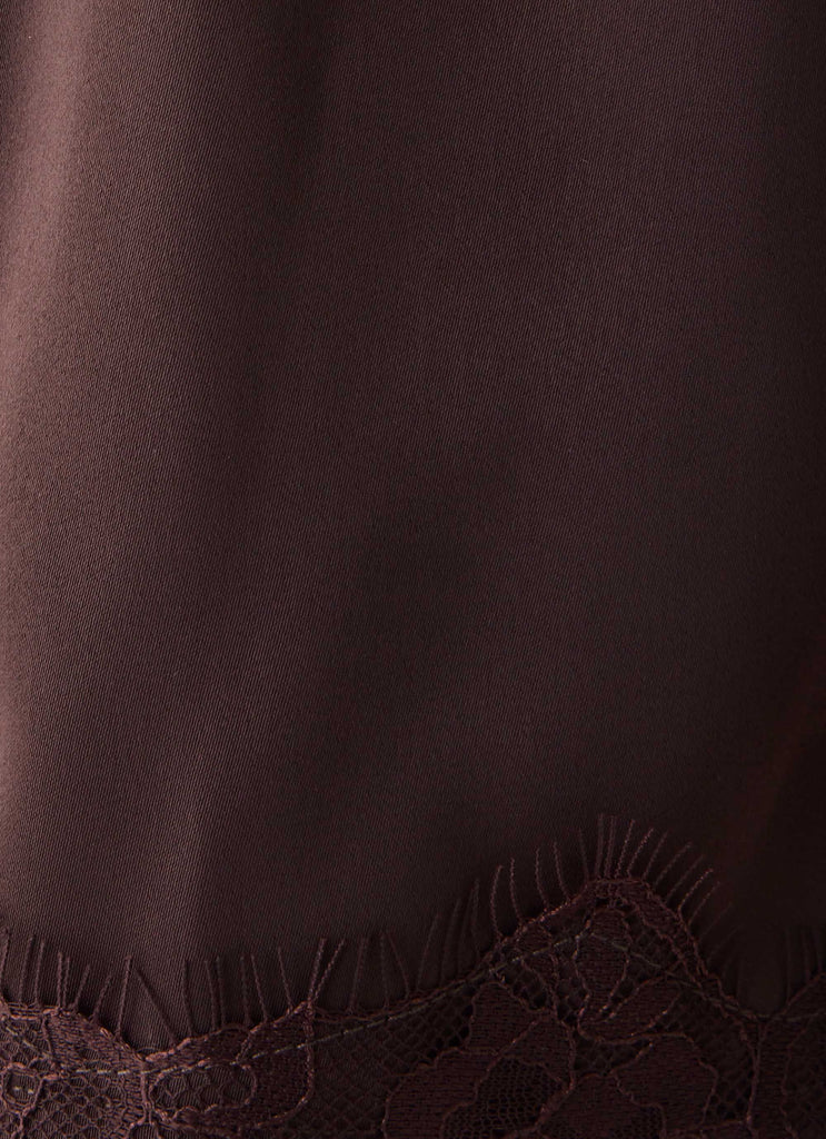 Tarina Lace Trim Mini Shorts - Chocolate