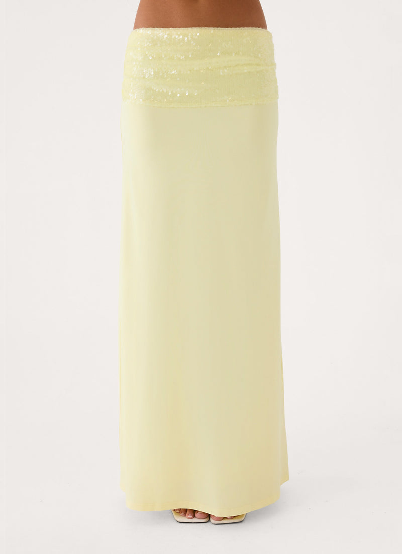 Tavina Sequin Maxi Skirt - Yellow