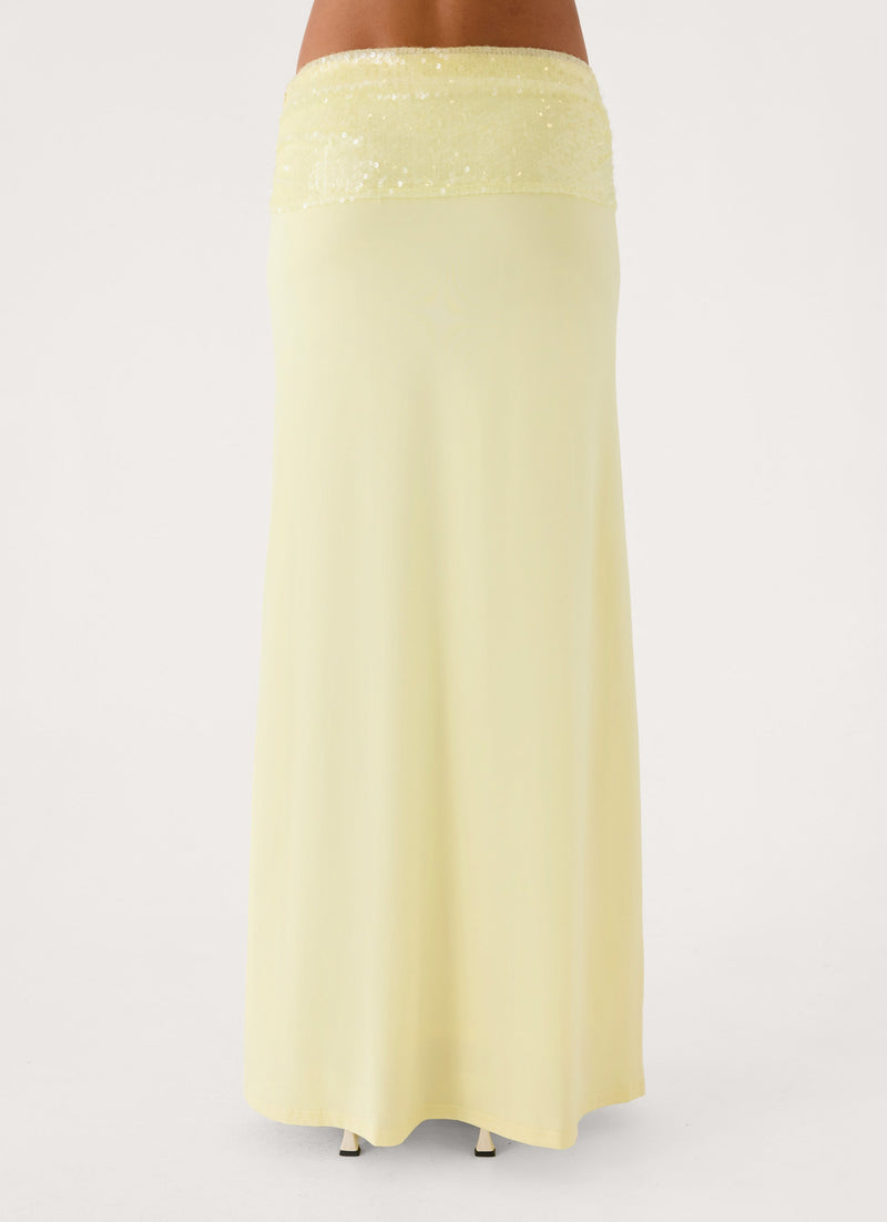 Tavina Sequin Maxi Skirt - Yellow