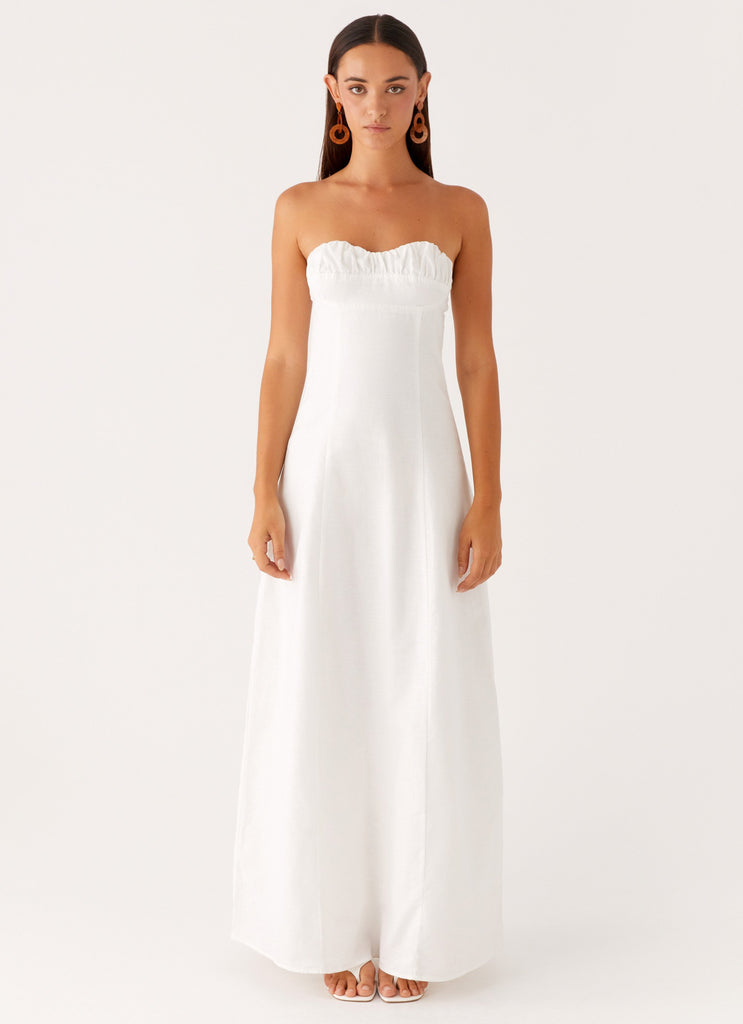 Tayla Linen Maxi Dress - White