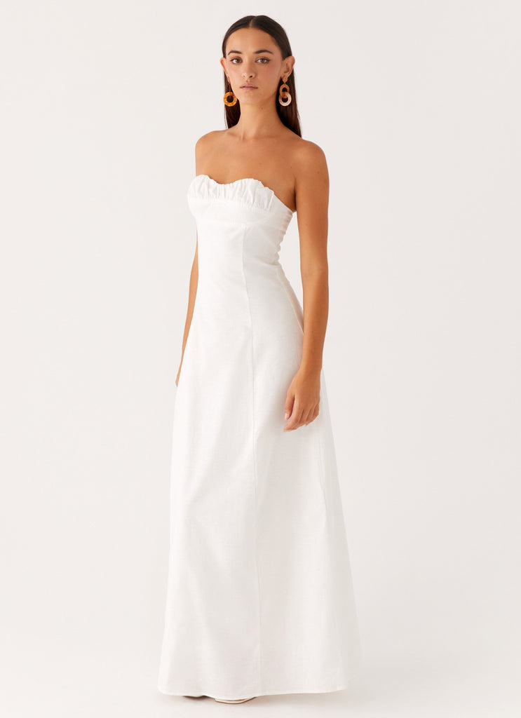 Tayla Linen Maxi Dress - White