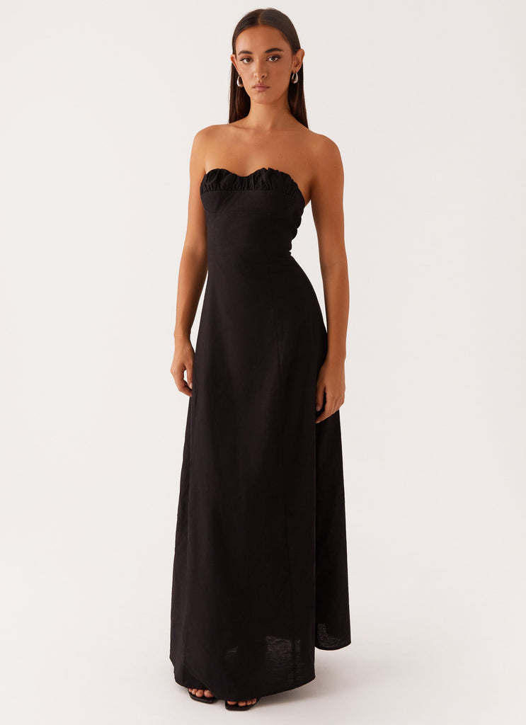 Tayla Linen Maxi Dress - Black