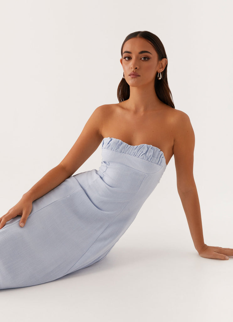 Tayla Linen Maxi Dress - Blue