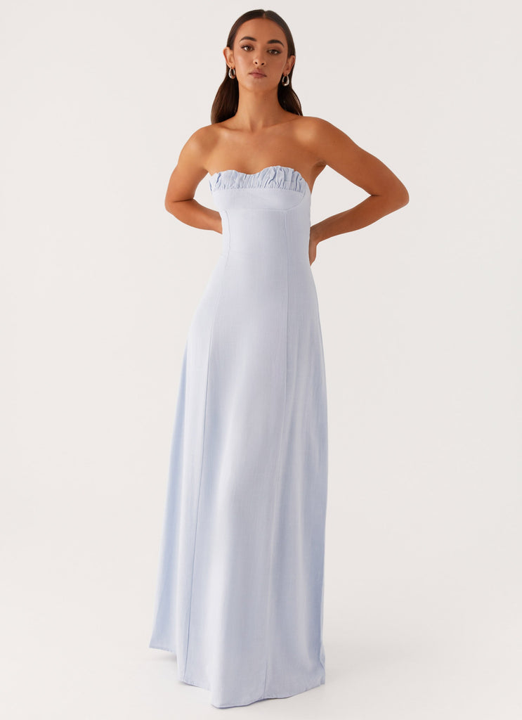 Tayla Linen Maxi Dress - Blue