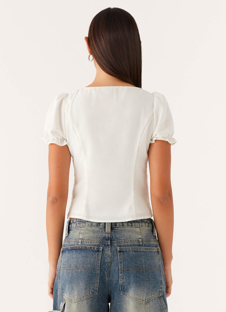 These Words Puff Sleeve Top - White