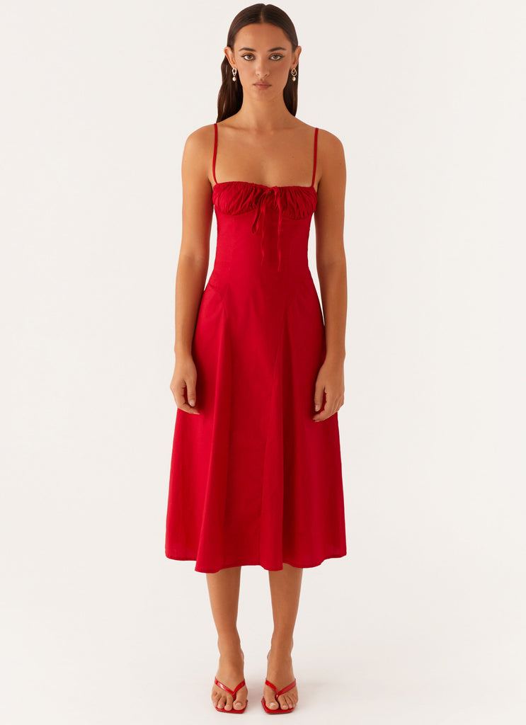 Thoughts Of You Midi Dress - Red