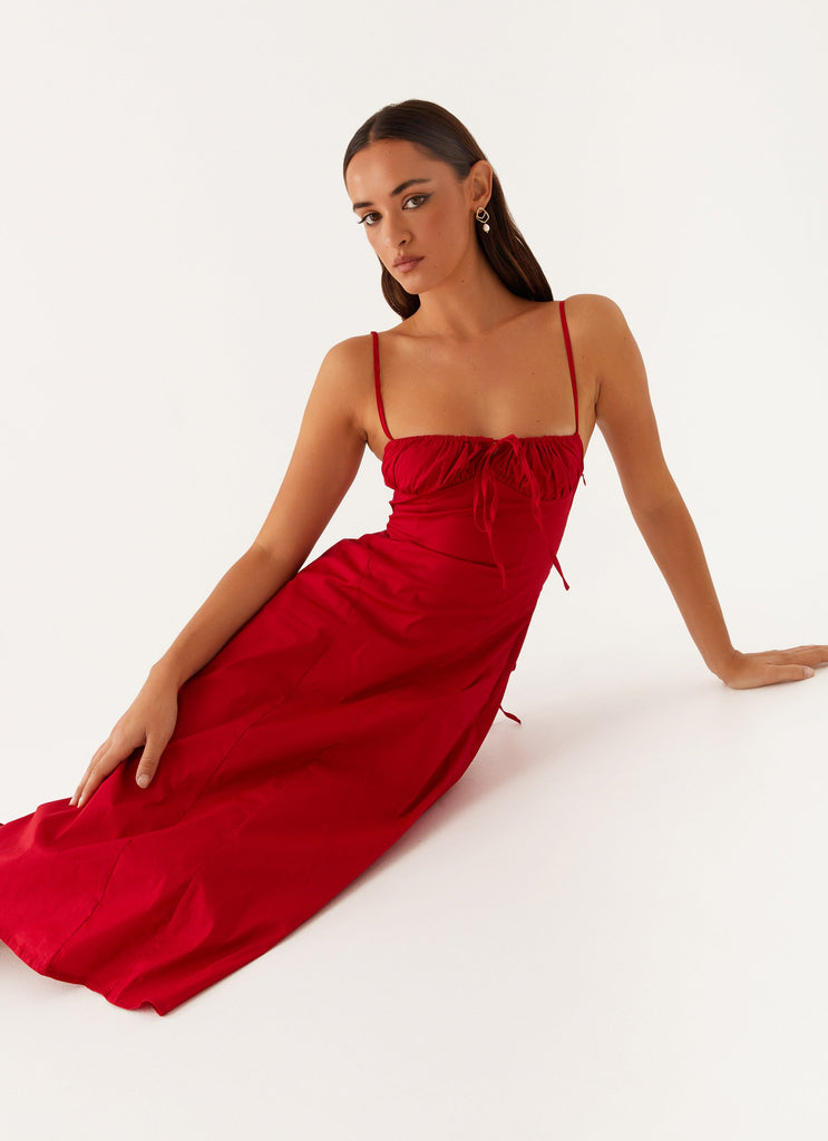 Thoughts Of You Midi Dress - Red