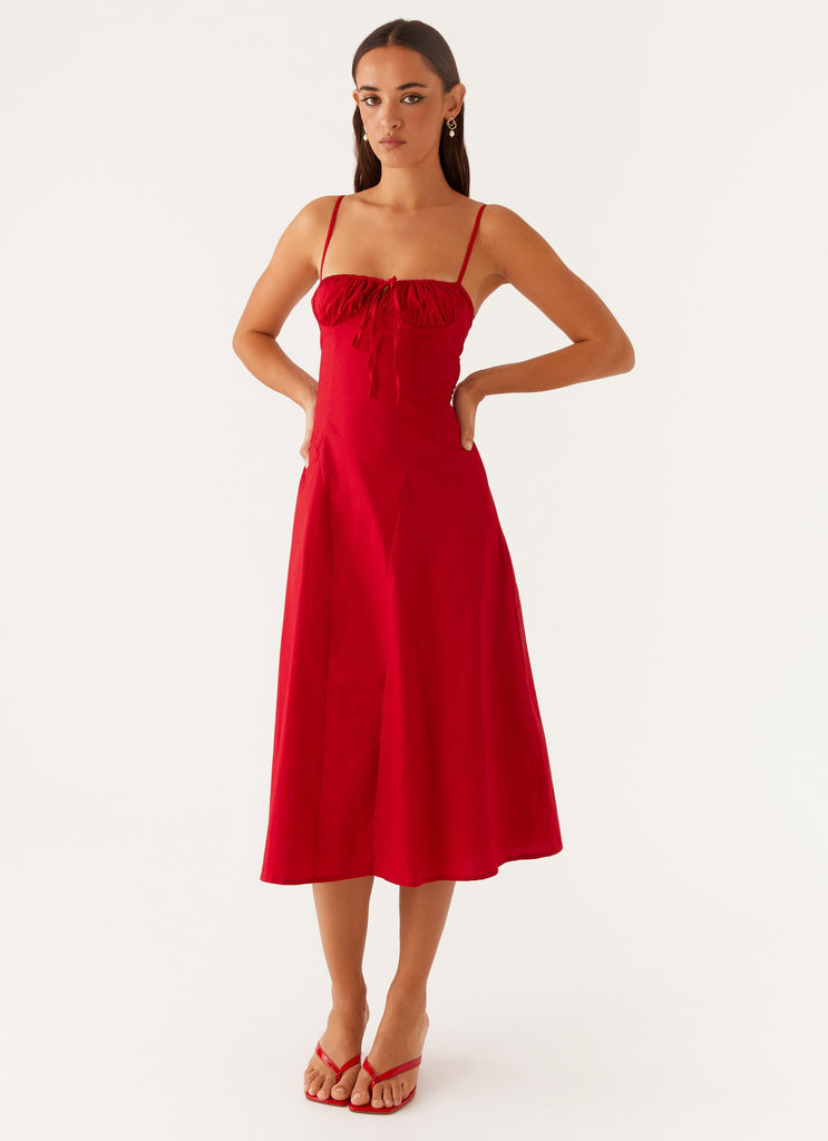 Thoughts Of You Midi Dress - Red