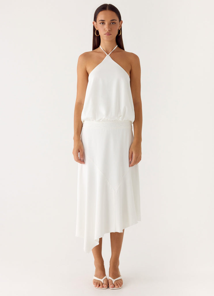 White Halter Neck Dresses