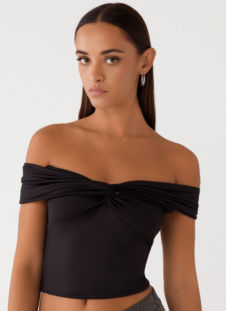 Trixie Twist Off Shoulder Top - Black