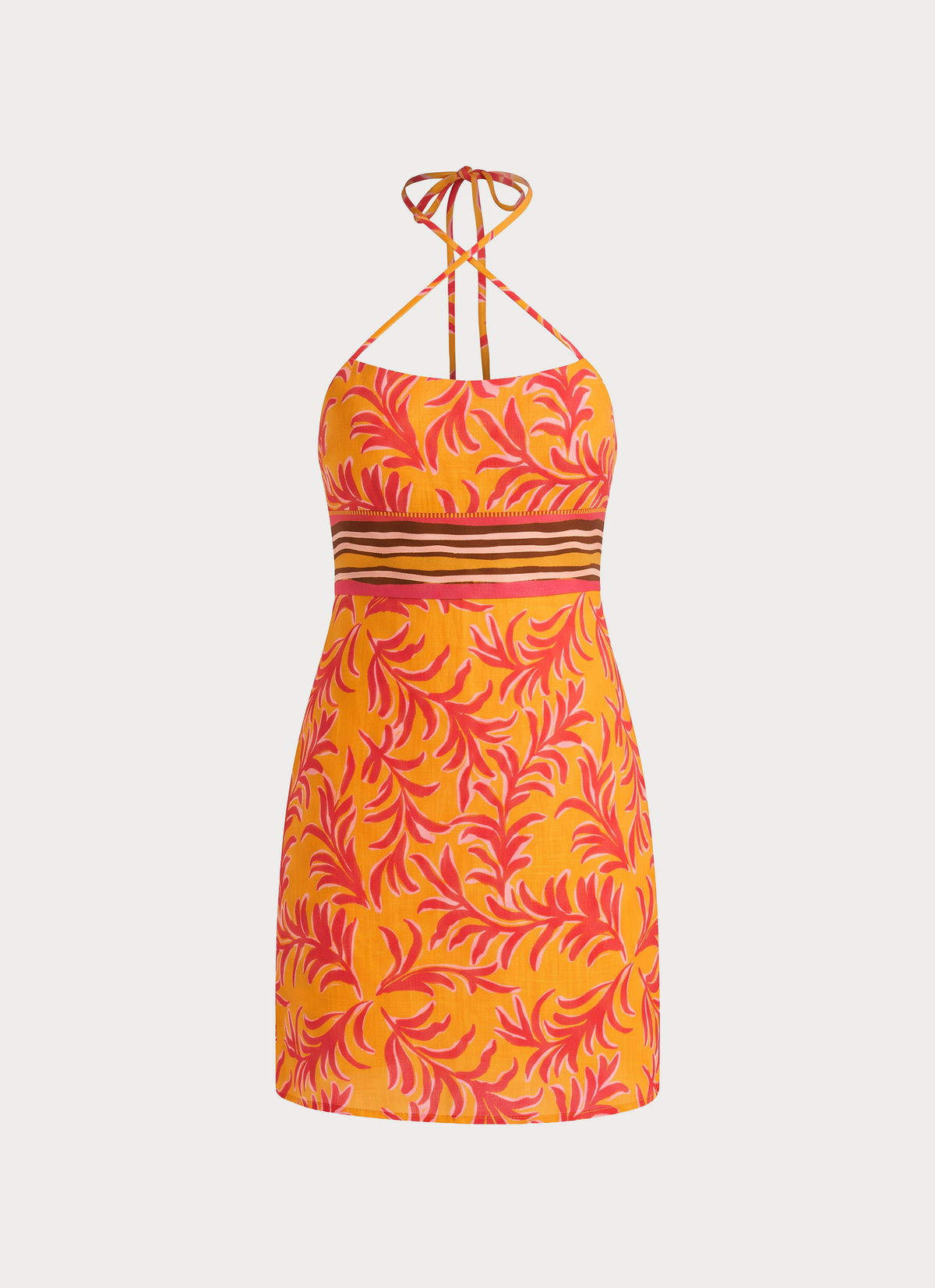 Tropic Love Mini Dress - Saffron Palm Print