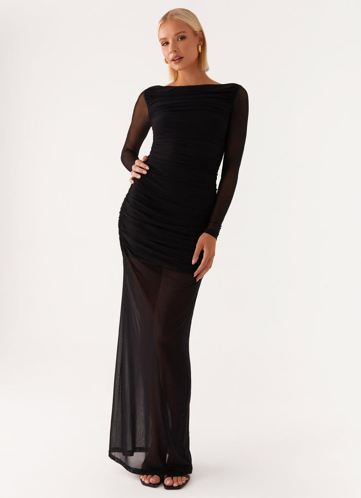 Truly you Mesh Maxi Dress - Black