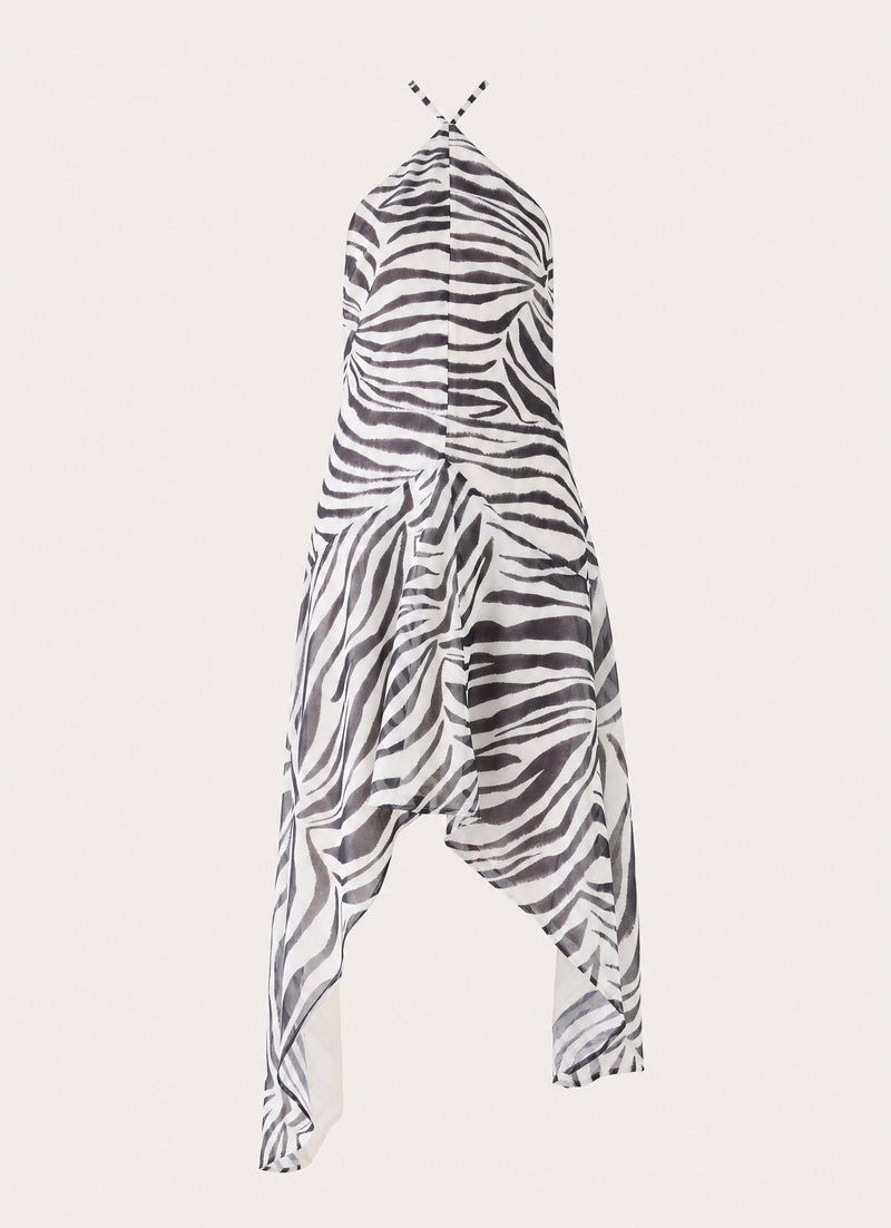 Tunelia Asymmetric Midi Dress - Zebra