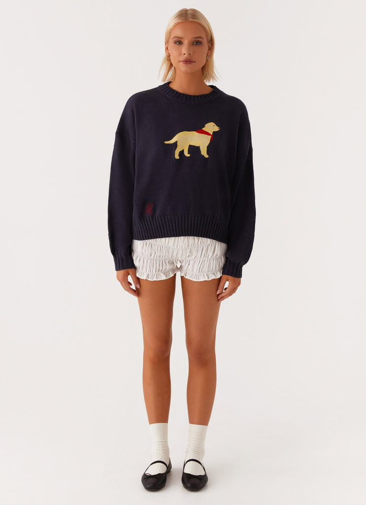 Twister Oversized Knit Sweater - Navy