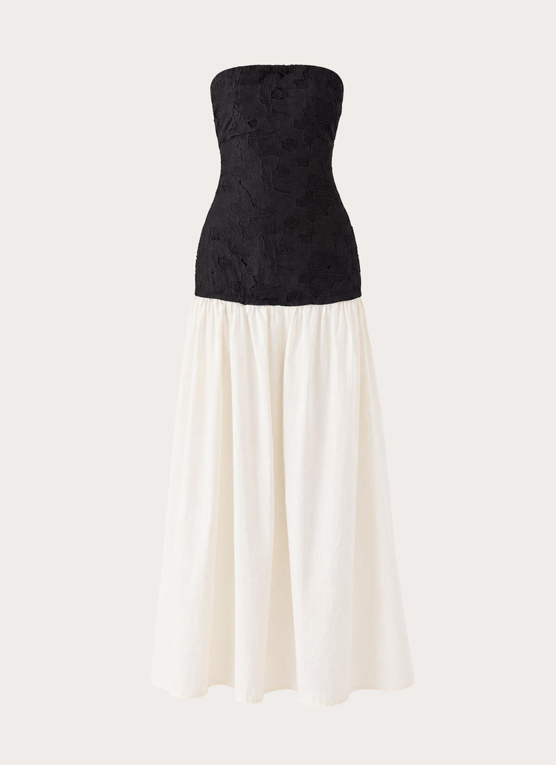 Valette Lace Maxi Dress - Ivory/Black