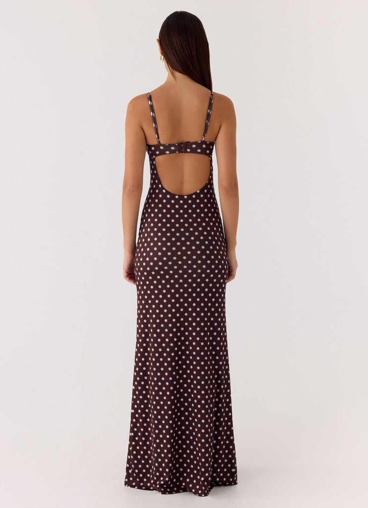 Vamonos Maxi Dress - Chocolate Blue Dot