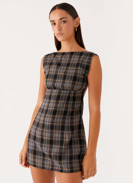 Vella Mini Dress - Brown Check – Peppermayo Canada