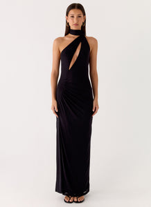 Velvet Vacation Scarf Maxi Dress - Black