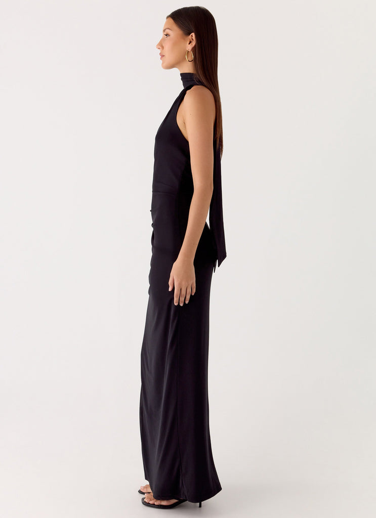Velvet Vacation Scarf Maxi Dress - Black
