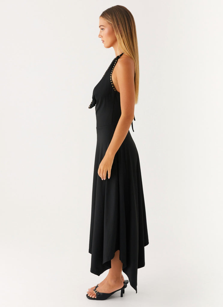 Vena Beaded Midi Dress - Black