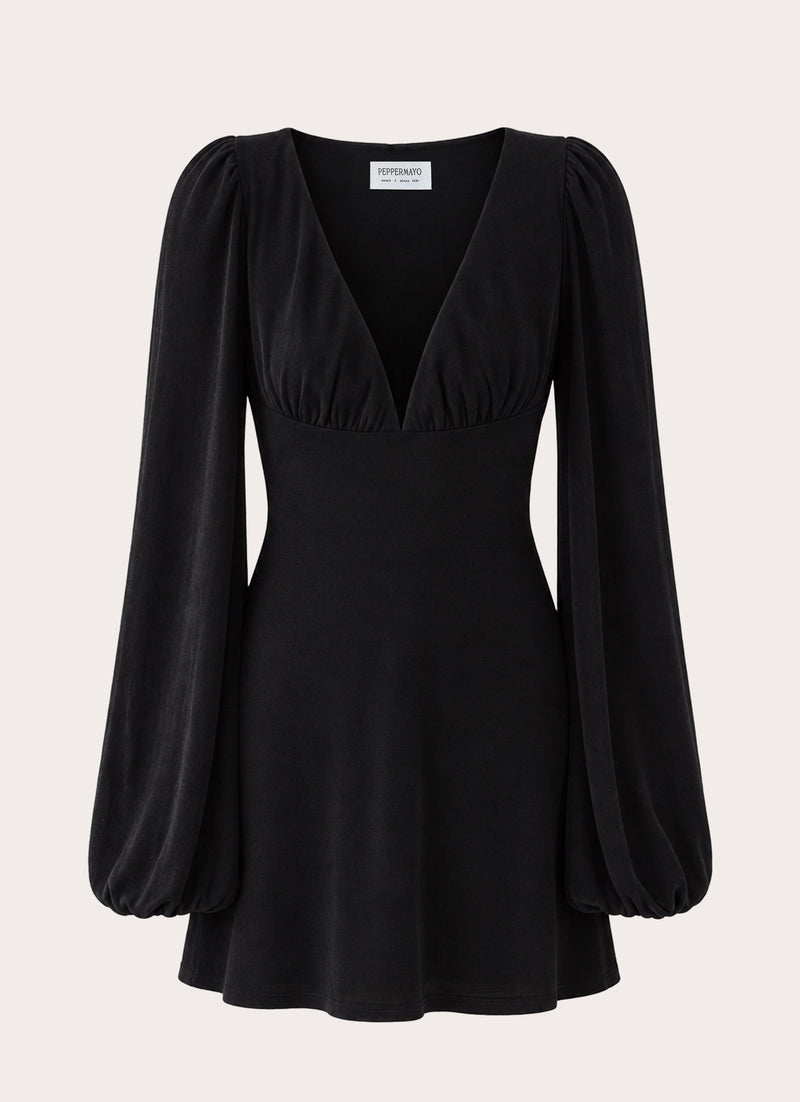 Venus Affair Long Sleeve Mini Dress - Black