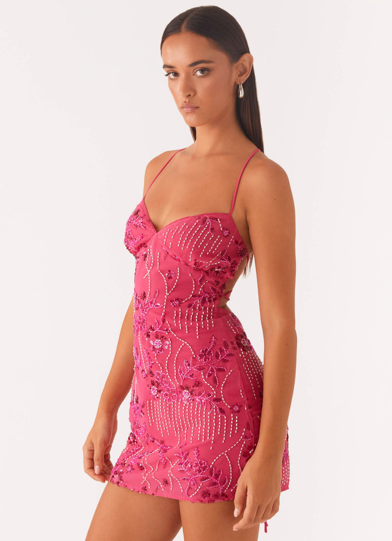 Vietta Sequin Cami Micro Mini Dress - Fuchsia