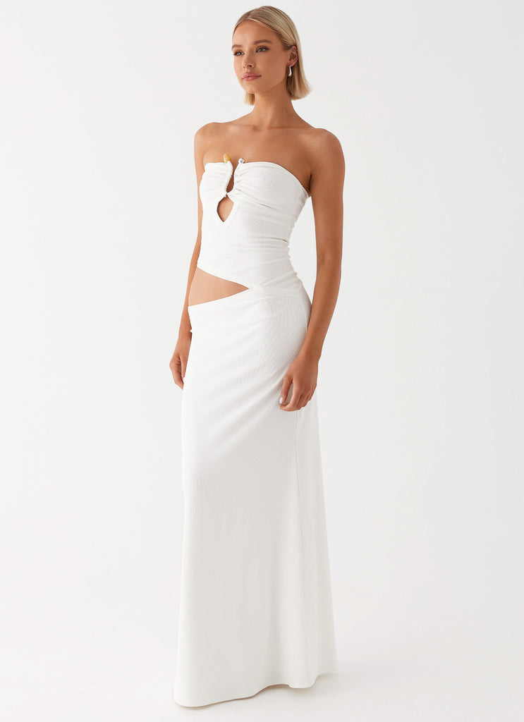 Wild Roses Maxi Dress - White