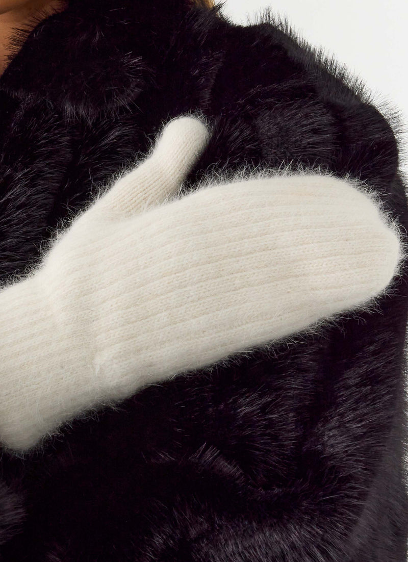 Winter Blaze Knit Mittens - Cream