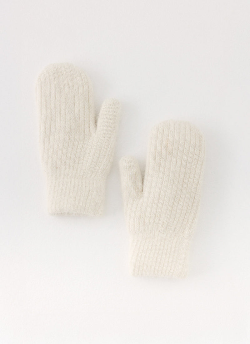 Winter Blaze Knit Mittens - Cream
