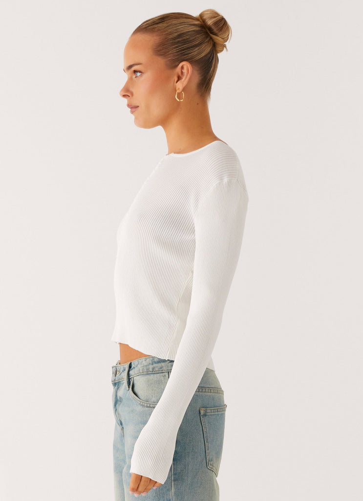 Wonderwall Lace Up Long Sleeve Top - White