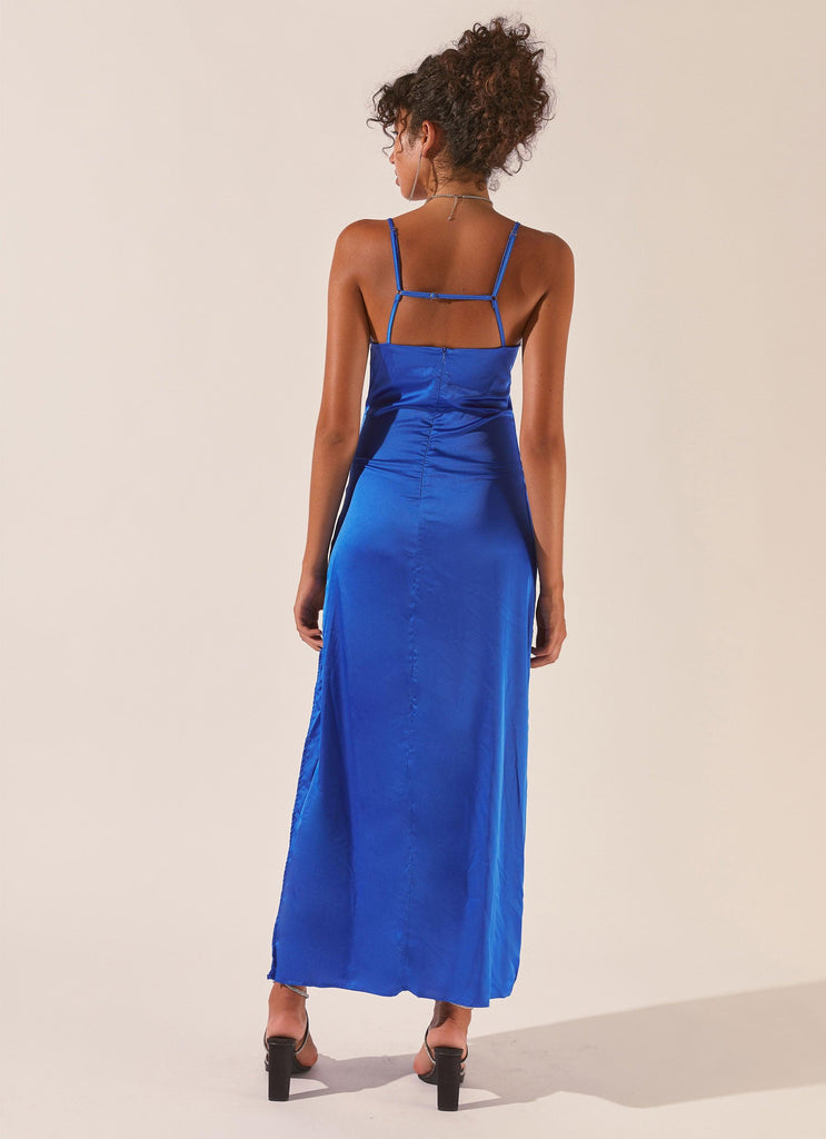 Worst Behaviour Diamante Maxi Dress - Cobalt Blue - Peppermayo