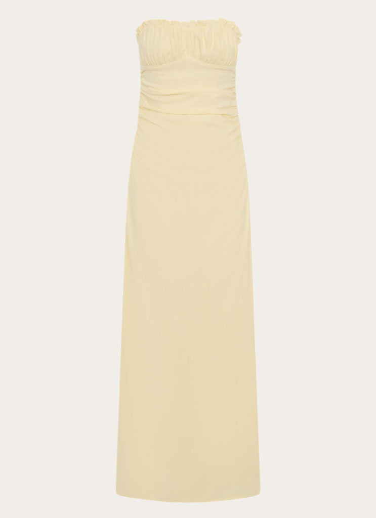 Xena Gathered Maxi Dress - Yellow