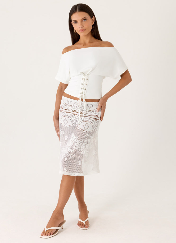 Yanna Midi Skirt - White
