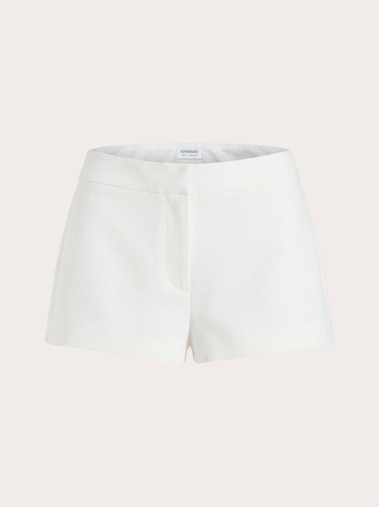 Yena Crepe Low Rise Shorts - White