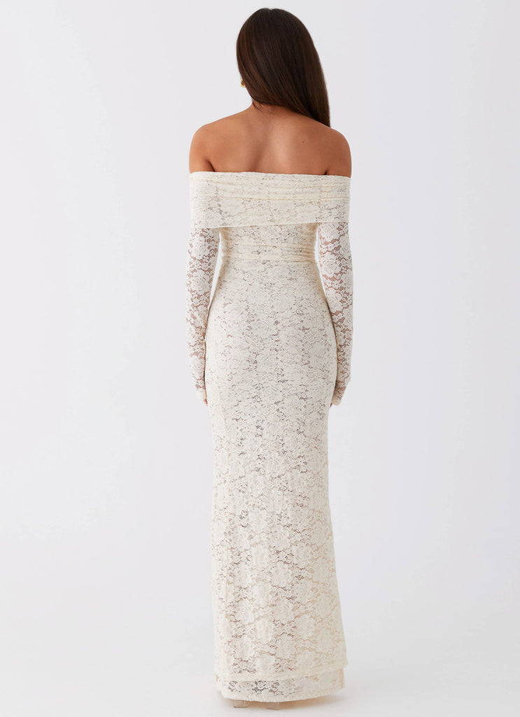 Womens Yours Always Lace Maxi Dress in the colour Ivory in front of a light grey background