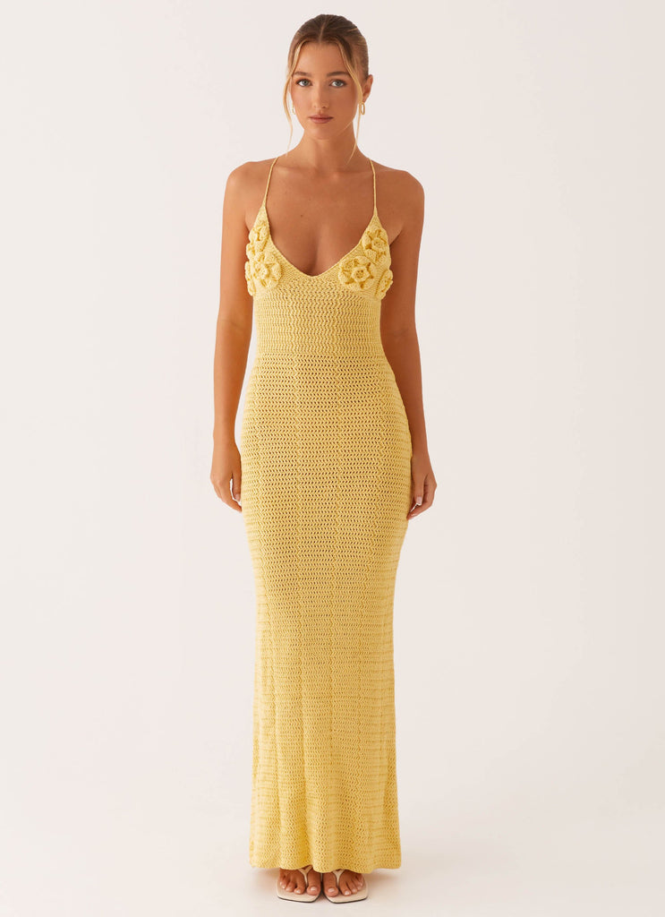 Zara Rose Crochet Maxi Dress - Yellow