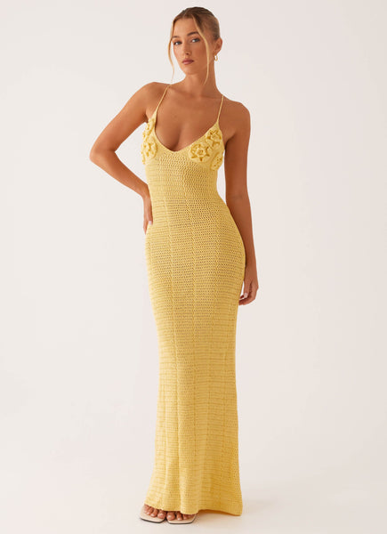 Zara Rose Crochet Maxi Dress - Yellow – Peppermayo Canada