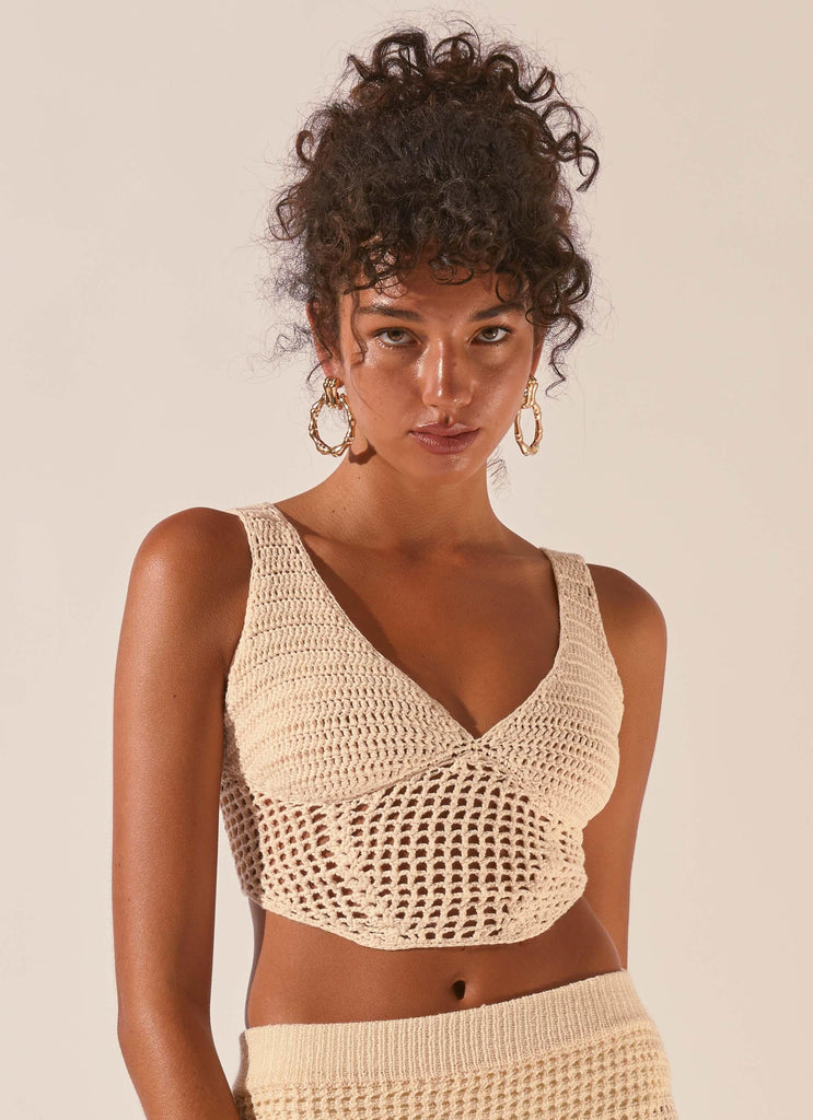 Dreaming Of The Coast Crochet Corset - Seashell - Peppermayo