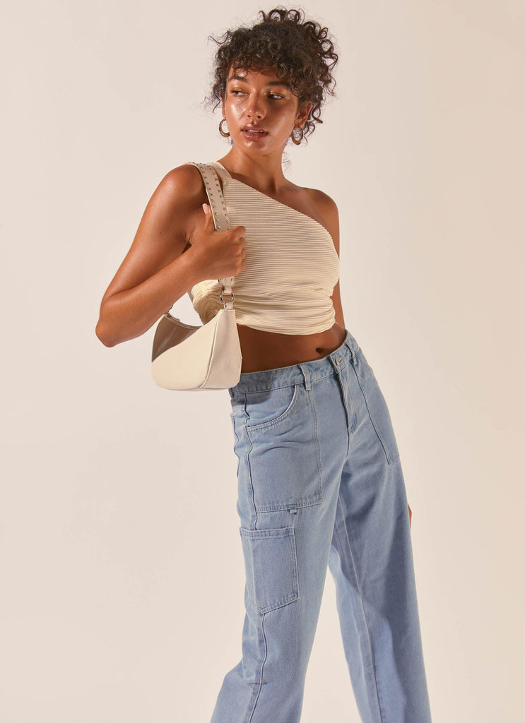 Make It Better Plisse Crop Top - Ivory - Peppermayo