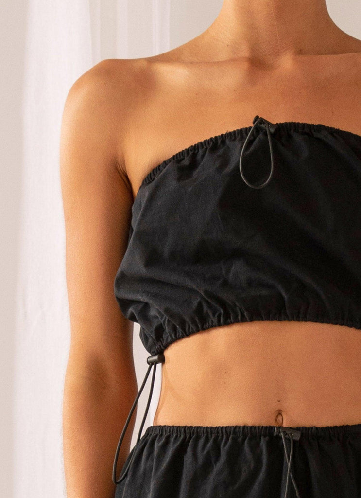 Home Skillet Drawstring Top - Black - Peppermayo