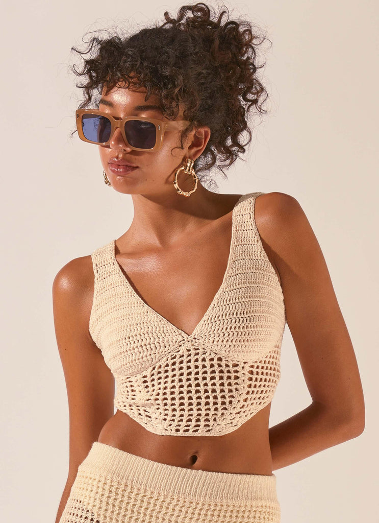 Dreaming Of The Coast Crochet Corset - Seashell - Peppermayo