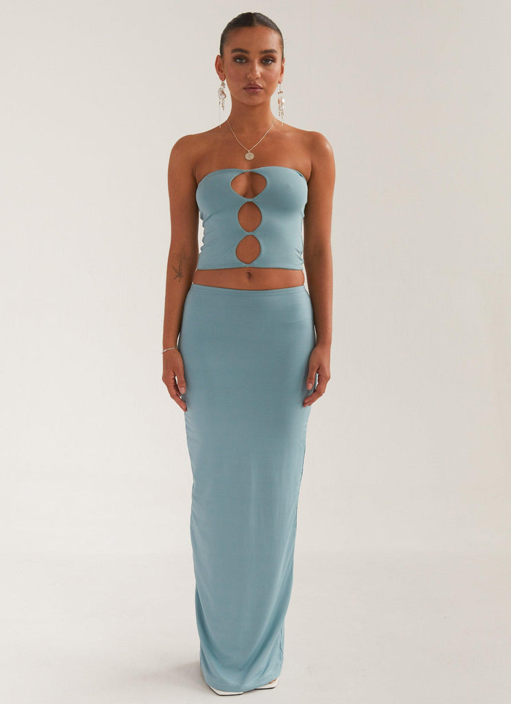 Lustre Living Maxi Skirt - Antiqued Aqua - Peppermayo