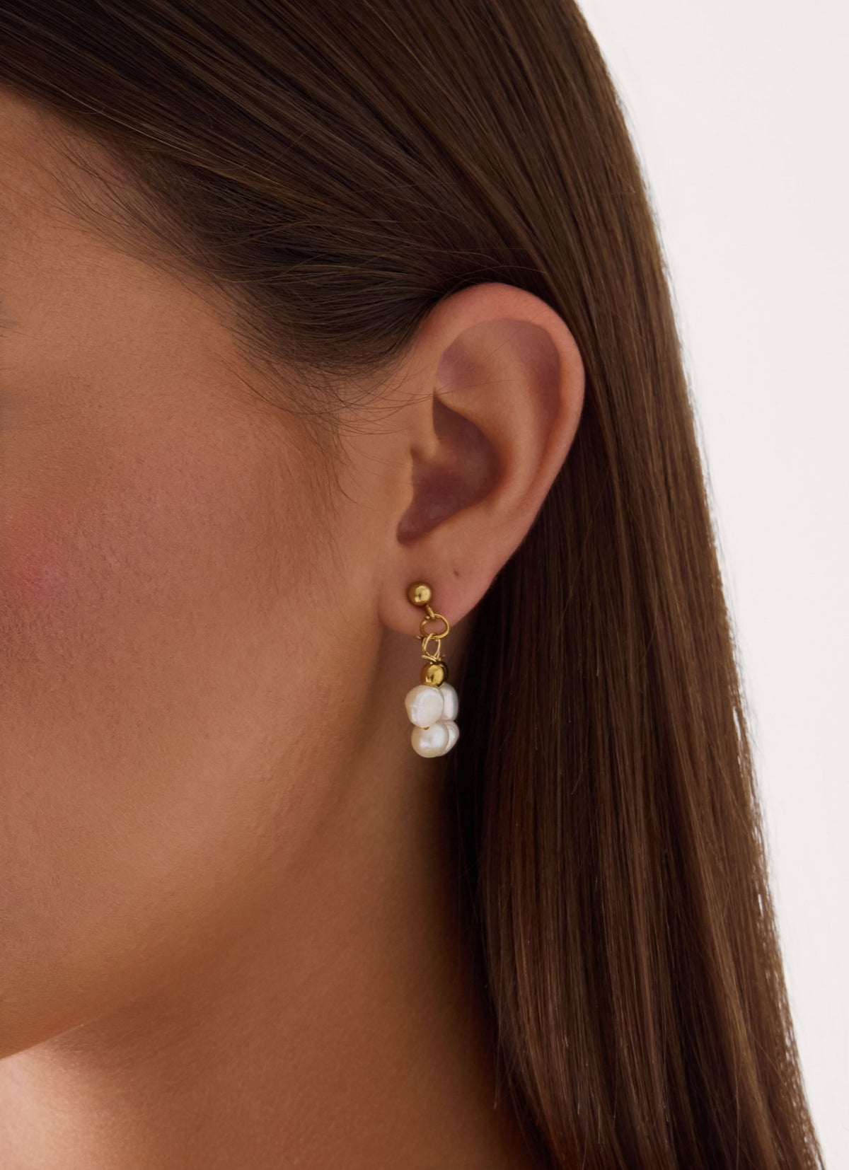 Saltwater Hoop Earrings - Gold/Pearl
