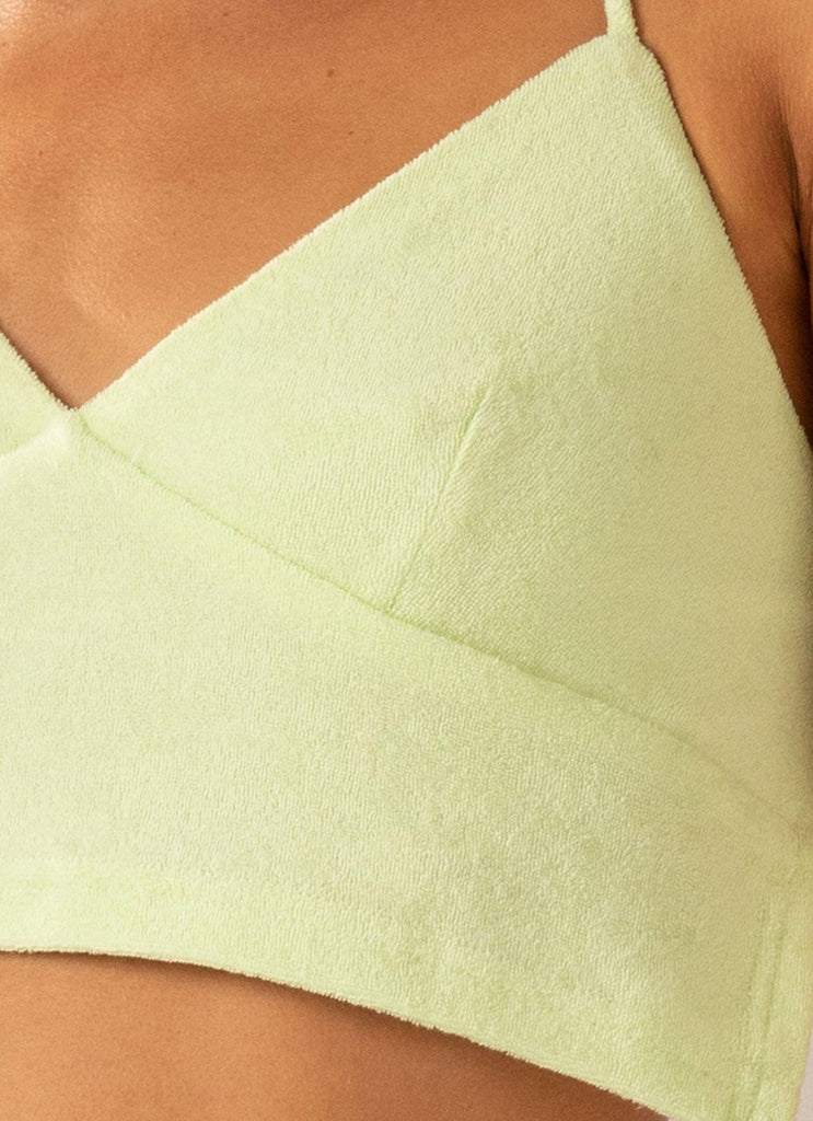 Warmer Water Terry Halter Crop - Lime Green - Peppermayo